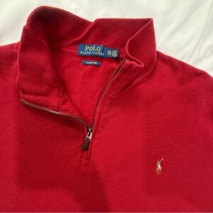 Polo Ralph Lauren Red Quarter Zip Pullover Embroidered Pony Estate Rib Golf